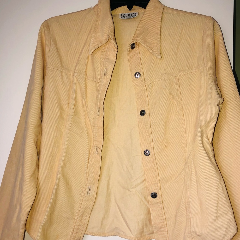 Yellow long sleeve button up shirt/jacket